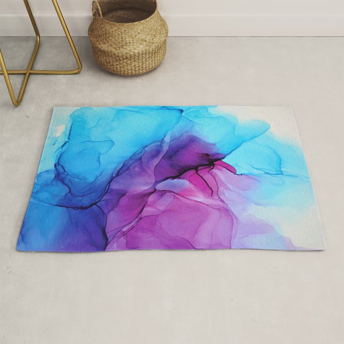 Aqua Pop - Alcohol Ink Painting Rug Gallery Image 1