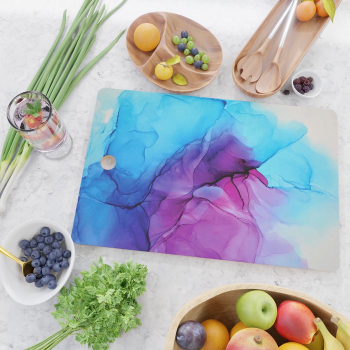 Aqua Pop - Alcohol Ink Painting Cutting Board Gallery Image 2