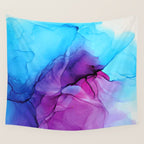 Aqua Pop - Alcohol Ink Painting Wall Tapestry Gallery Image 4