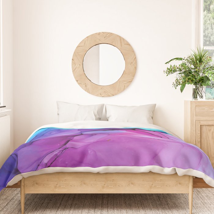 Aqua Pop - Alcohol Ink Painting Duvet Cover Gallery Image 3