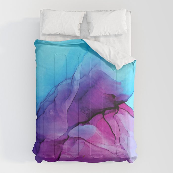 Aqua Pop - Alcohol Ink Painting Comforter Gallery Image 1