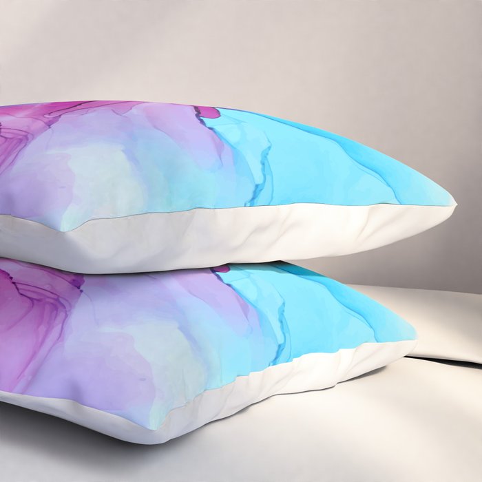 Aqua Pop - Alcohol Ink Painting Pillow Sham Gallery Image 3