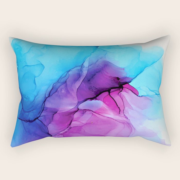 Aqua Pop - Alcohol Ink Painting Rectangular Pillow Gallery Image 2