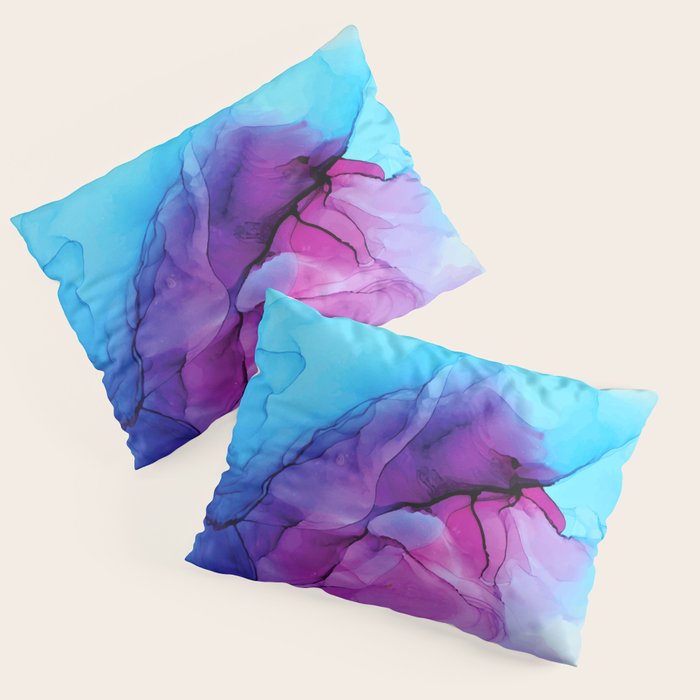 Aqua Pop - Alcohol Ink Painting Pillow Sham Gallery Image 3