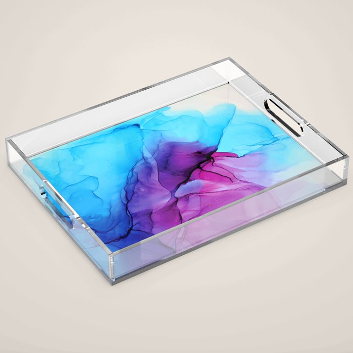 Aqua Pop - Alcohol Ink Painting Acrylic Tray Gallery Image 1