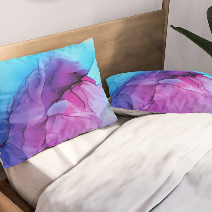 Aqua Pop - Alcohol Ink Painting Pillow Sham Gallery Image 2