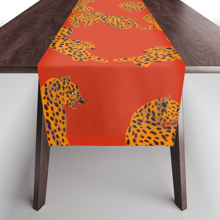 Abstract modern cats with red lips and earnings  Table Runner Gallery Image 1