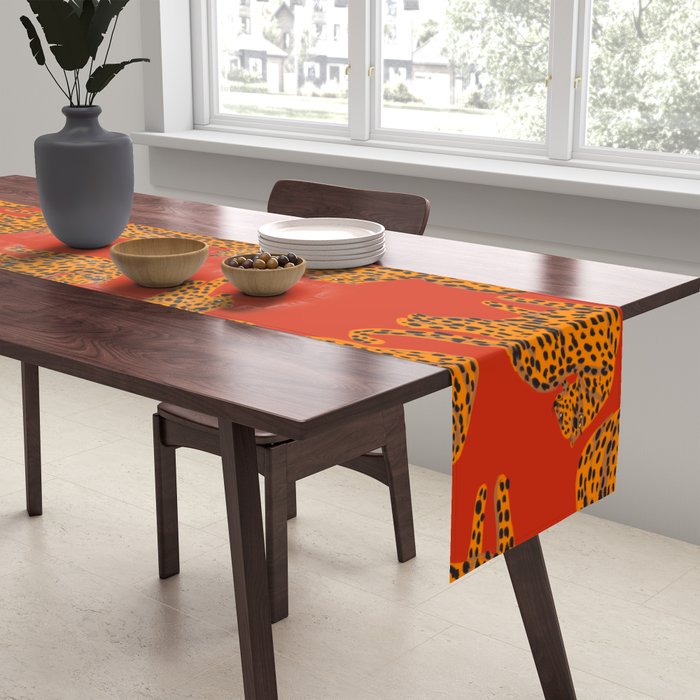 Abstract modern cats with red lips and earnings  Table Runner Gallery Image 2