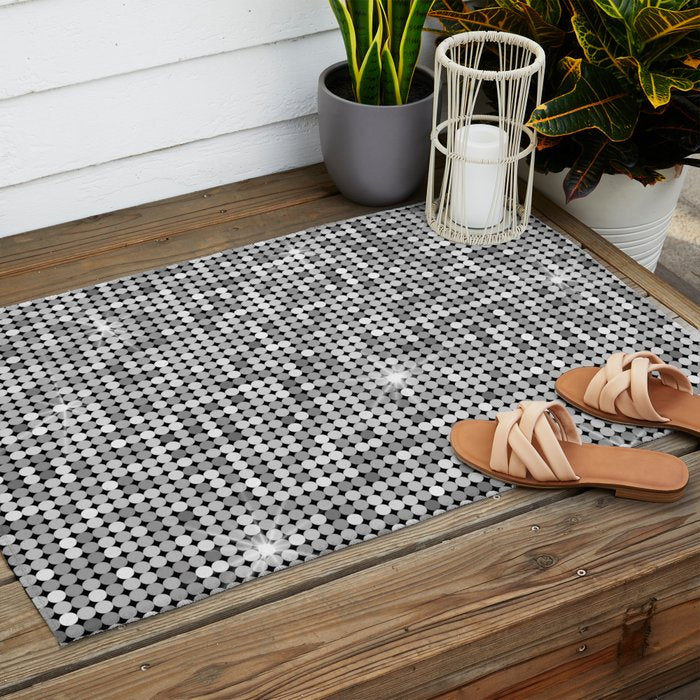 Shiny Disco Ball Silver Outdoor Rug Gallery Image 2