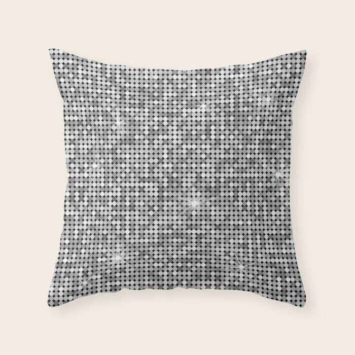 Shiny Disco Ball Silver Throw Pillow Gallery Image 6