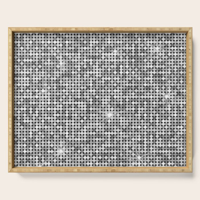 Shiny Disco Ball Silver Serving Tray Gallery Image 1