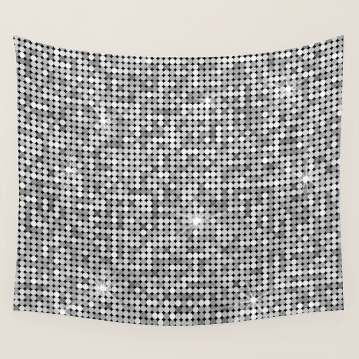Shiny Disco Ball Silver Wall Tapestry Gallery Image 1