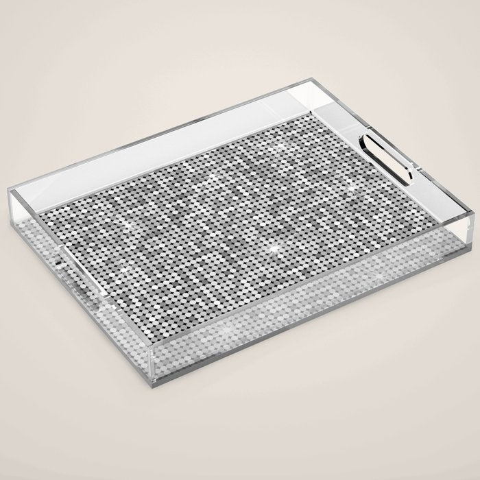 Shiny Disco Ball Silver Acrylic Tray Gallery Image 1