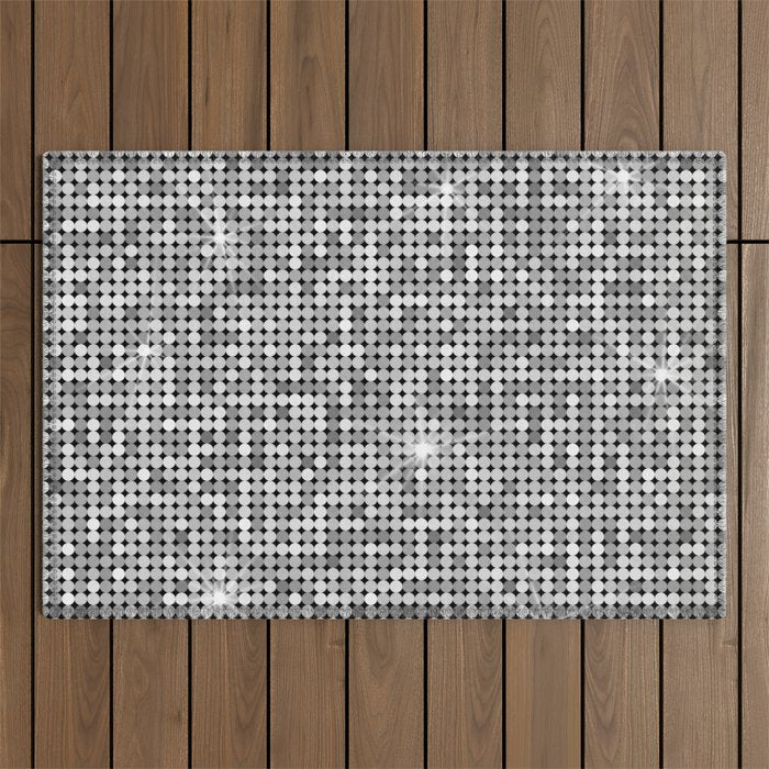 Shiny Disco Ball Silver Outdoor Rug Gallery Image 1
