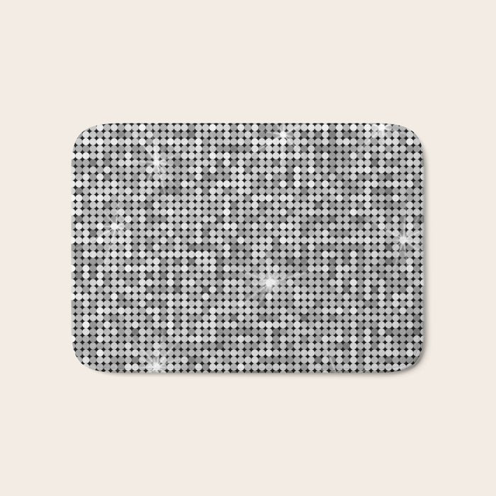 Shiny Disco Ball Silver Bath Mat Gallery Image 1