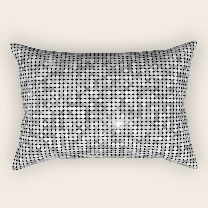 Shiny Disco Ball Silver Rectangular Pillow Gallery Image 2