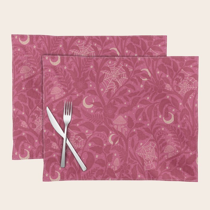 Mysterious Garden - dark pink Placemat Gallery Image 1