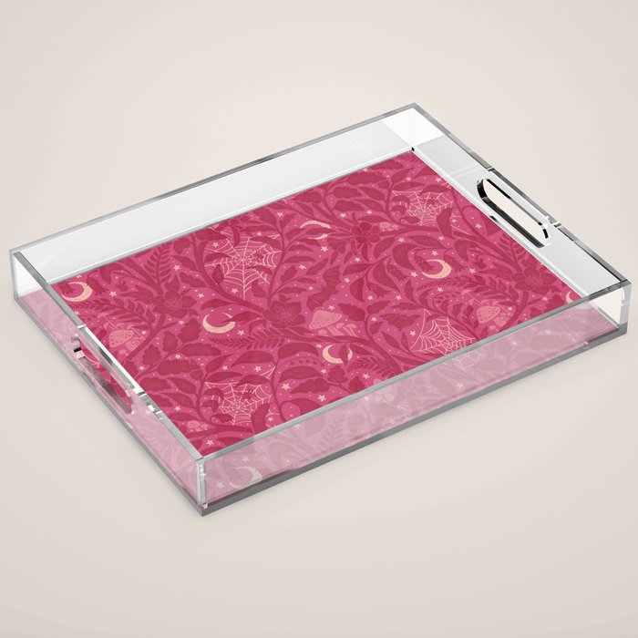 Mysterious Garden - dark pink Acrylic Tray Gallery Image 1