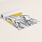 Fall Sunshine, Floral Watercolor Print, Yellow and Gray Yoga Mat Gallery Image 2