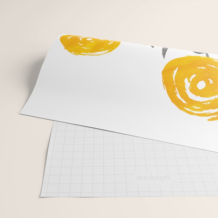 Fall Sunshine, Floral Watercolor Print, Yellow and Gray Wrapping Paper Gallery Image 2