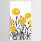Fall Sunshine, Floral Watercolor Print, Yellow and Gray Tablecloth Gallery Image 2