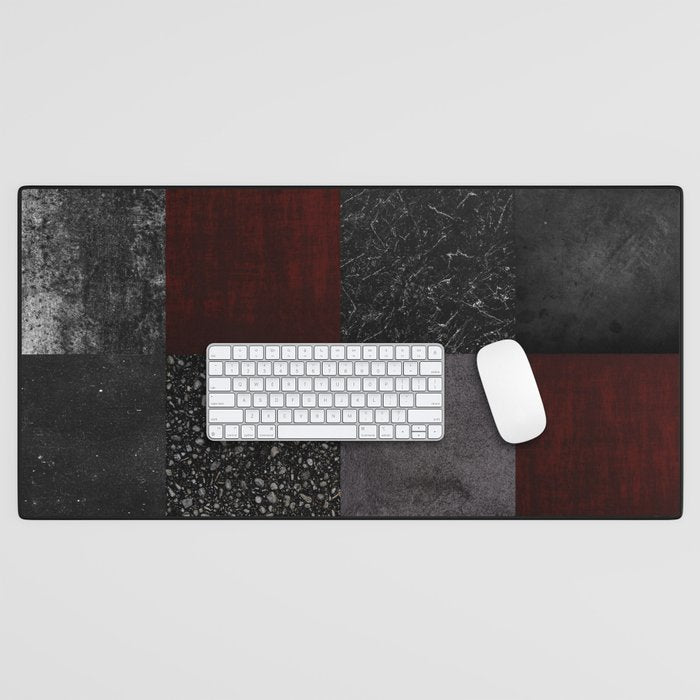 Patchwork (Burgundy and Black) Desk Mat Gallery Image 1