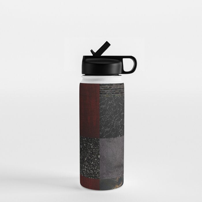 Patchwork (Burgundy and Black) Water Bottle Gallery Image 1