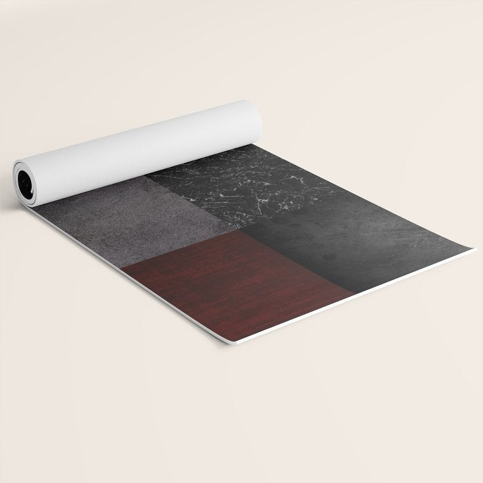 Patchwork (Burgundy and Black) Yoga Mat Gallery Image 2