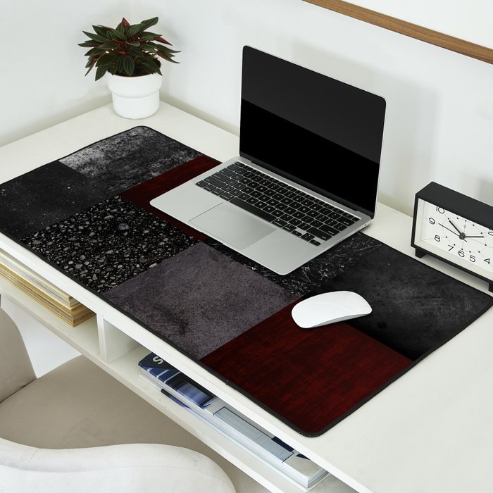 Patchwork (Burgundy and Black) Desk Mat Gallery Image 2