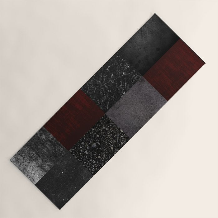 Patchwork (Burgundy and Black) Yoga Mat Gallery Image 1