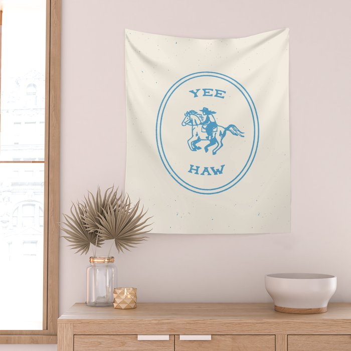 Yee Haw in Blue Wall Tapestry Gallery Image 2