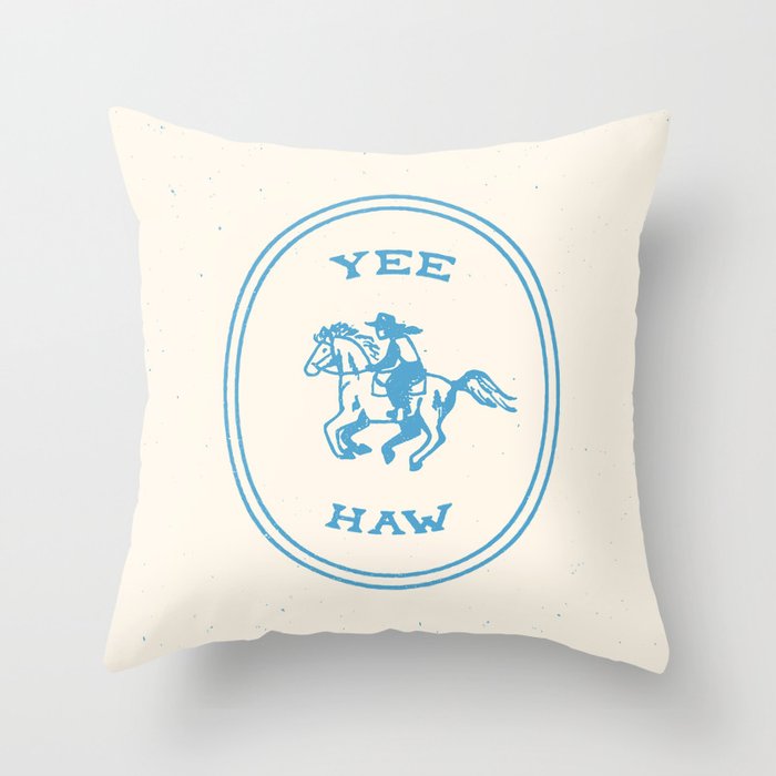 Yee Haw in Blue Throw Pillow Gallery Image 1