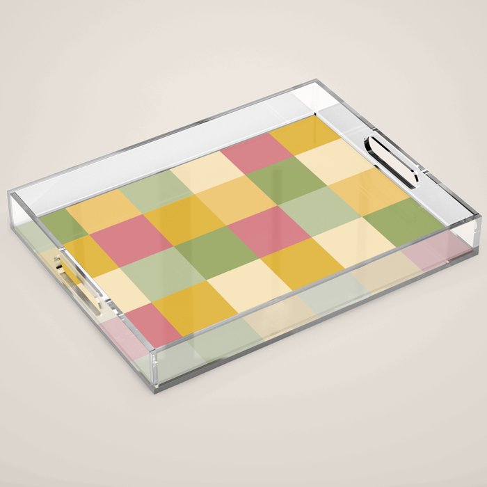 Bold Vintage Checks Pattern - Large XIX Acrylic Tray Gallery Image 1