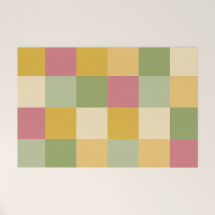 Bold Vintage Checks Pattern - Large XIX Welcome Mat Gallery Image 1
