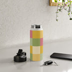 Bold Vintage Checks Pattern - Large XIX Water Bottle Gallery Image 4