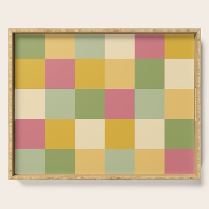 Bold Vintage Checks Pattern - Large XIX Serving Tray Gallery Image 1