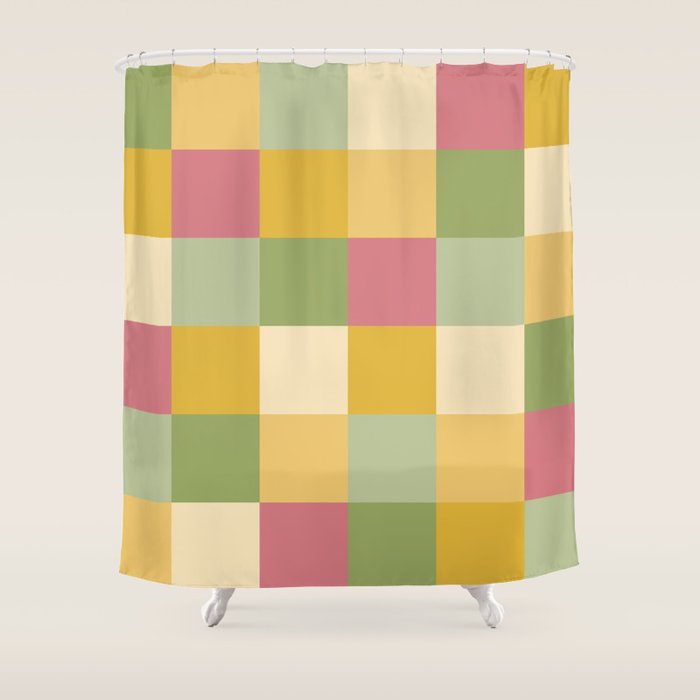 Bold Vintage Checks Pattern - Large XIX Shower Curtain Gallery Image 1