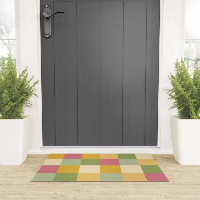 Bold Vintage Checks Pattern - Large XIX Welcome Mat Gallery Image 3