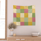 Bold Vintage Checks Pattern - Large XIX Wall Tapestry Gallery Image 2