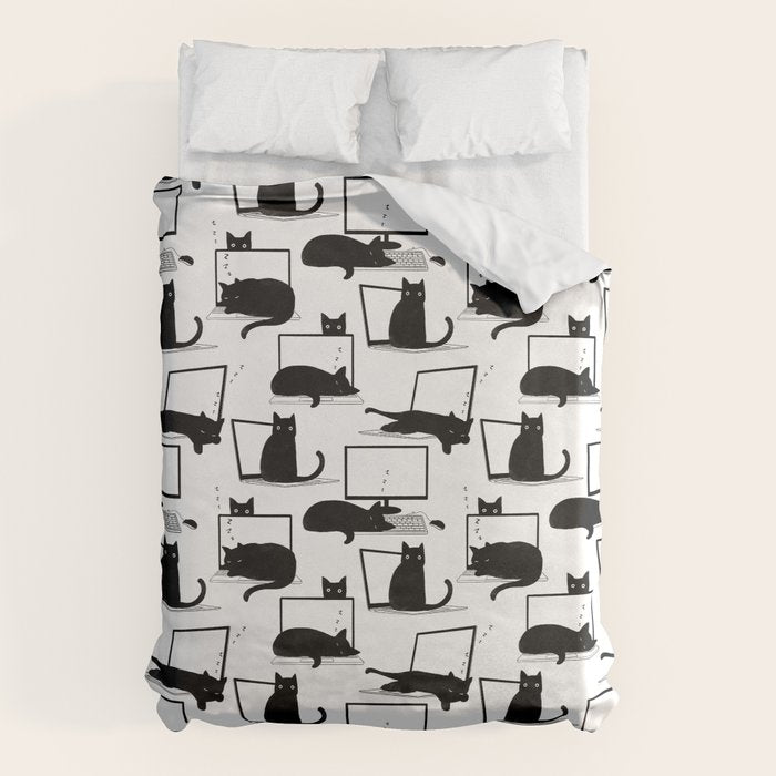 Cats Sitting on Laptops Duvet Cover Gallery Image 6