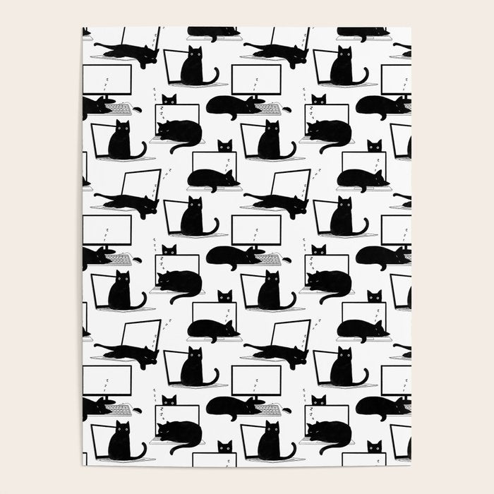 Cats Sitting on Laptops Poster Gallery Image 1