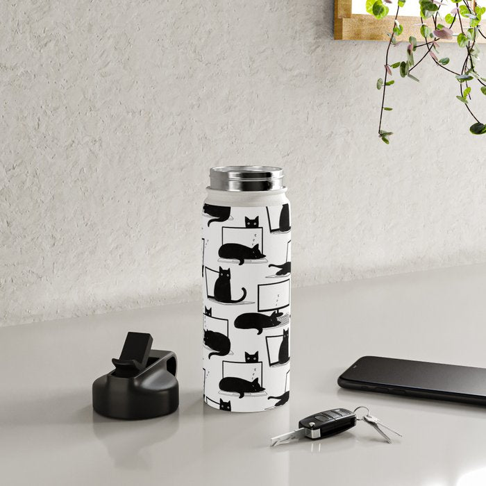 Cats Sitting on Laptops Water Bottle Gallery Image 4