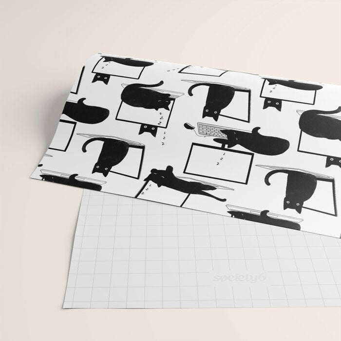 Cats Sitting on Laptops Wrapping Paper Gallery Image 2