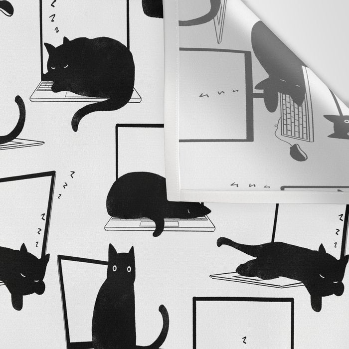 Cats Sitting on Laptops Wall Tapestry Gallery Image 3