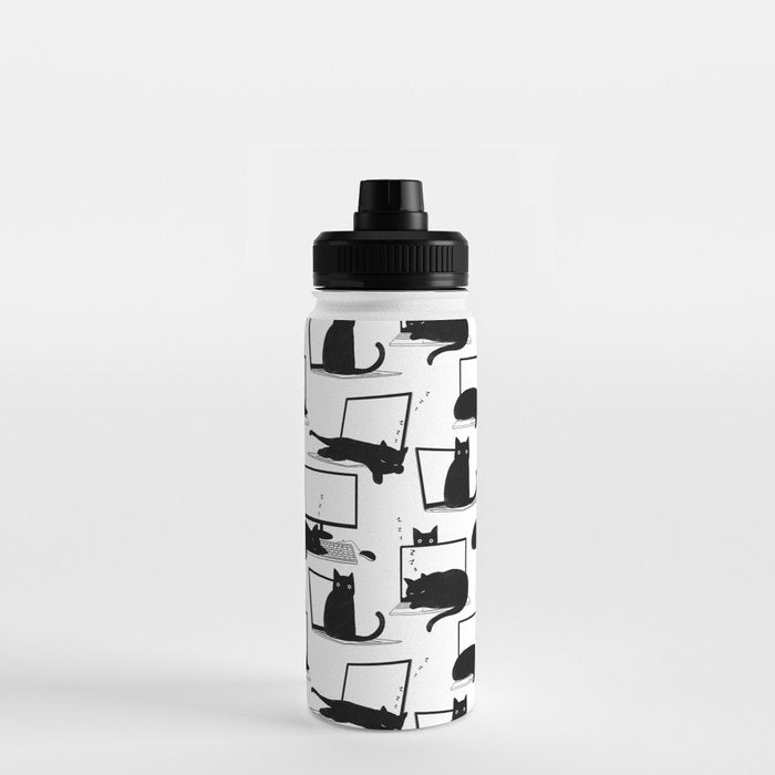 Cats Sitting on Laptops Water Bottle Gallery Image 3