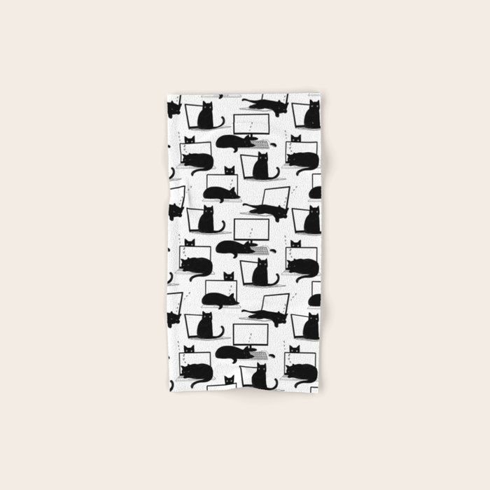 Cats Sitting on Laptops Bath Towel Gallery Image 1