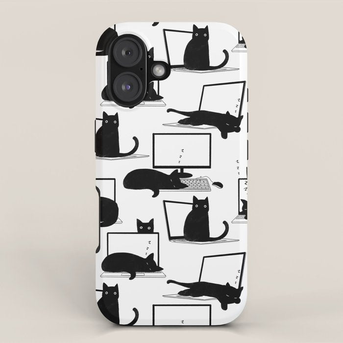 Cats Sitting on Laptops iPhone Case Gallery Image 1