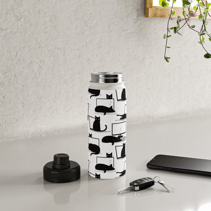 Cats Sitting on Laptops Water Bottle Gallery Image 4