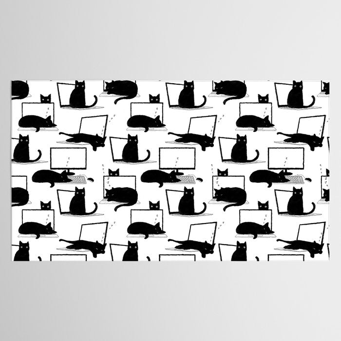 Cats Sitting on Laptops Tablecloth Gallery Image 2