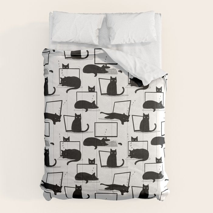 Cats Sitting on Laptops Comforter Gallery Image 6